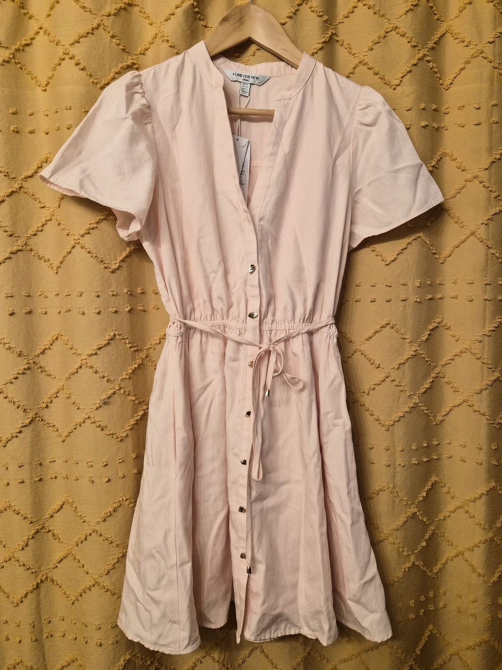 Forever New Blush Pink Button-Front Mini Dress